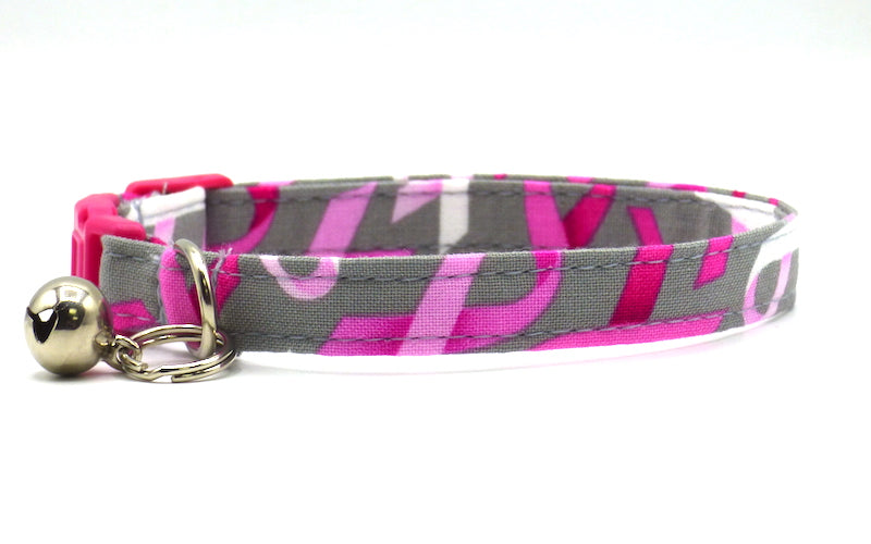 "Pink Ribbon" Cat & Kitten collar by Mabel & Mu