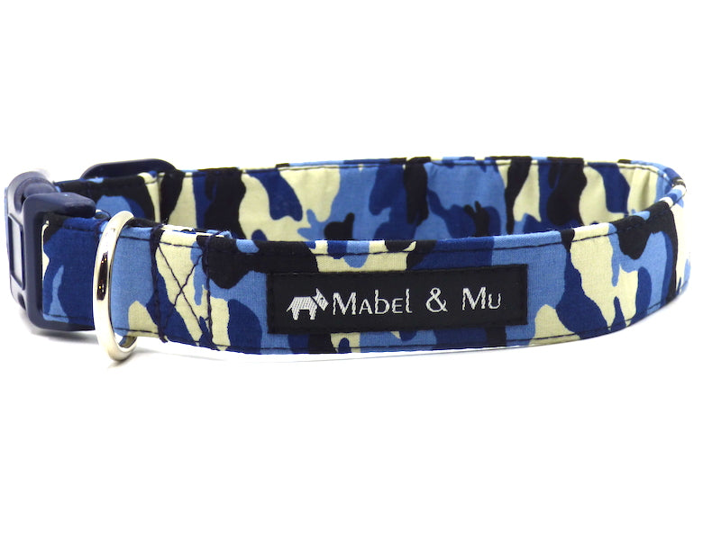 Designer Dog Collar "Blue Camo" by Mabel & Mu