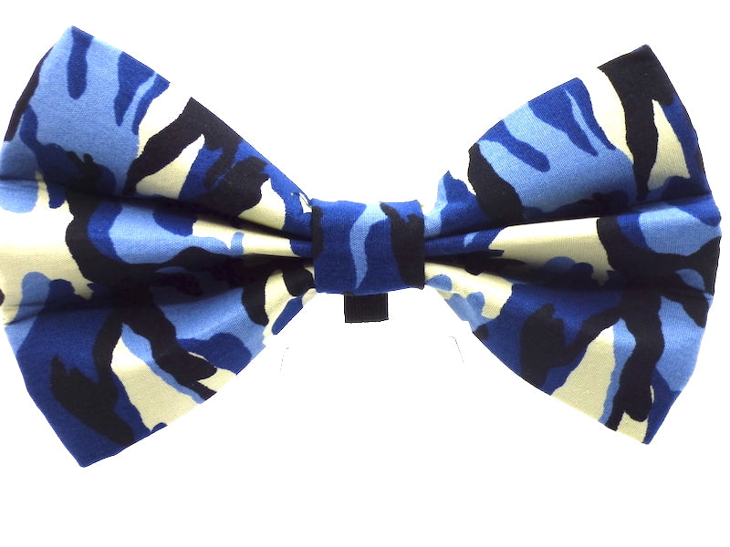 Dog Collar Bow Tie "Blue Camo" by Mabel & Mu