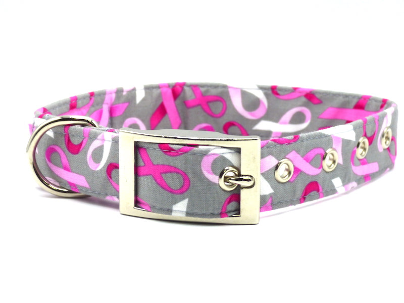 "Pink ribbon" Metal Dog Collar by Mabel & Mu
