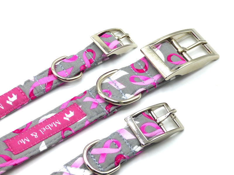 "Pink ribbon" Metal Dog Collar by Mabel & Mu